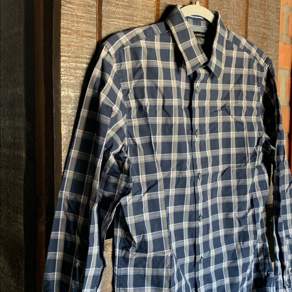 Banana Republic mens button up shirt size small navy preppy business casual - Picture 4 of 11